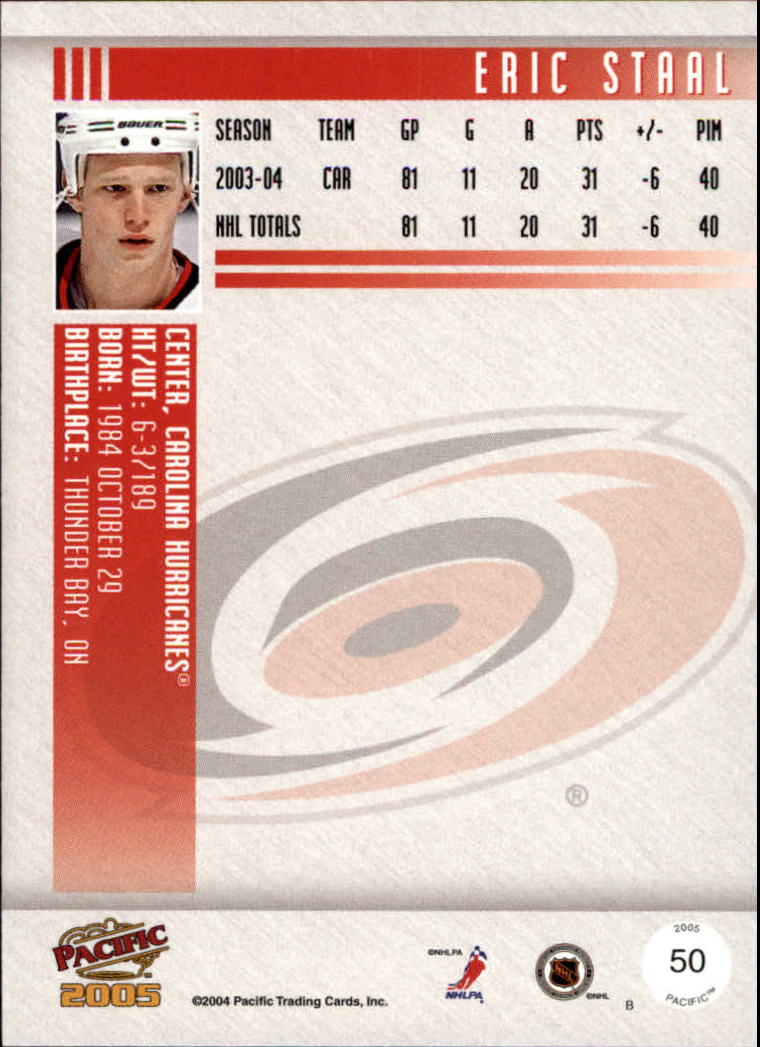2004-05 Pacific #50 Eric Staal back image