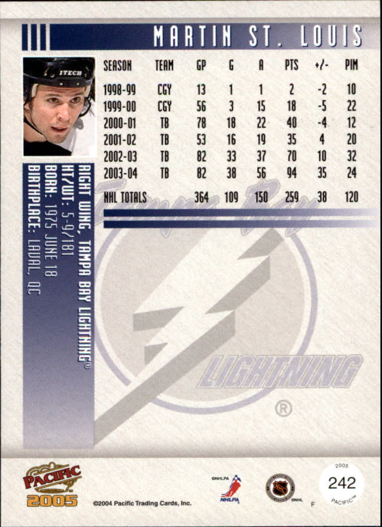 2004-05 Pacific #242 Martin St. Louis back image