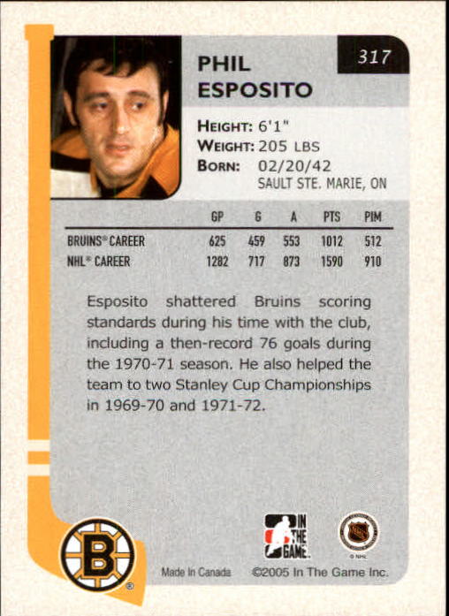 2004-05 ITG Franchises US East #317 Phil Esposito back image