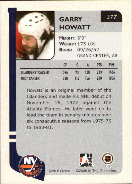 2004-05 ITG Franchises US East #377 Garry Howatt back image
