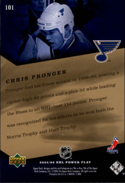 2005-06 Upper Deck Power Play #101 Chris Pronger IP back image