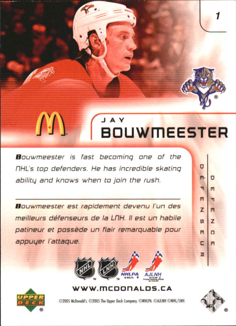 2005-06 McDonald's Upper Deck #1 Jay Bouwmeester back image