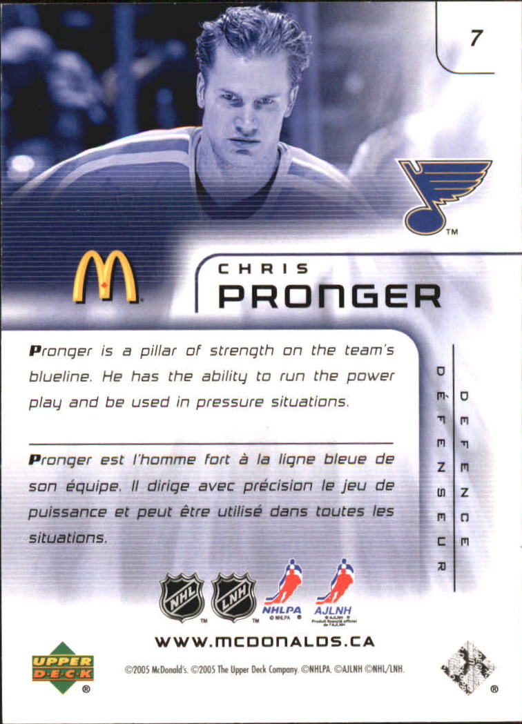 2005-06 McDonald's Upper Deck #7 Chris Pronger back image