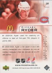 2005-06 McDonald's Upper Deck #20 Michael Ryder back image