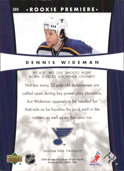 2005-06 Upper Deck Trilogy #300 Dennis Wideman RC back image