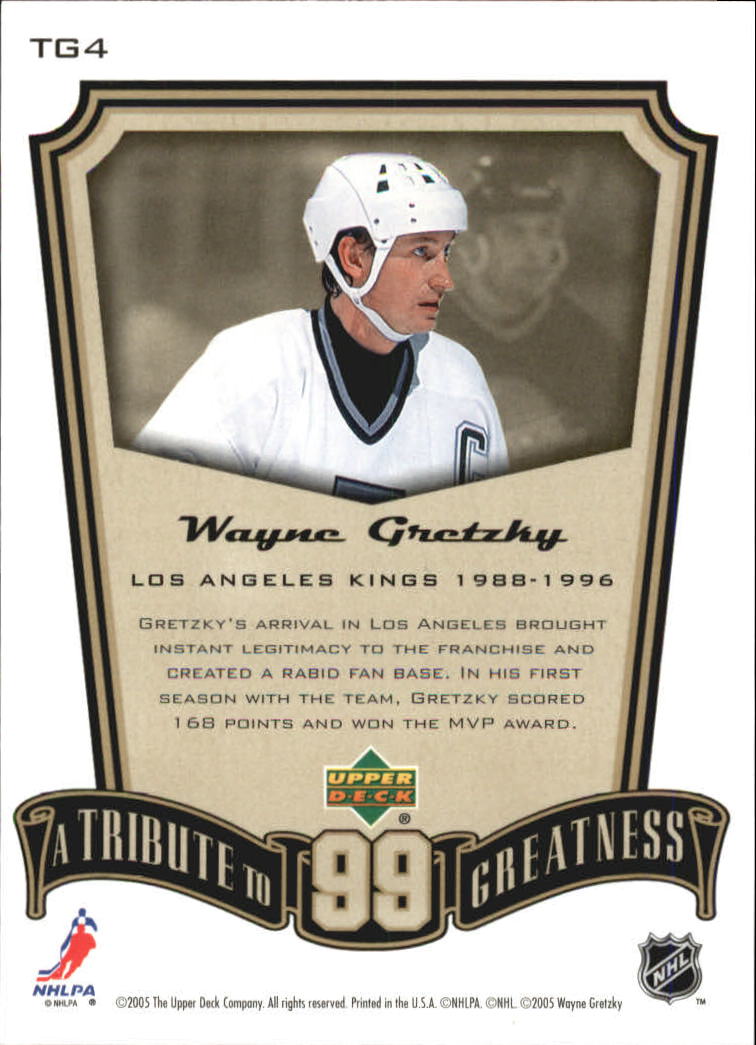 2005-06 Upper Deck MVP Tribute to Greatness #TG4 Wayne Gretzky back image