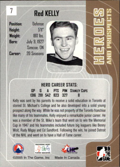2005-06 ITG Heroes and Prospects #7 Red Kelly back image