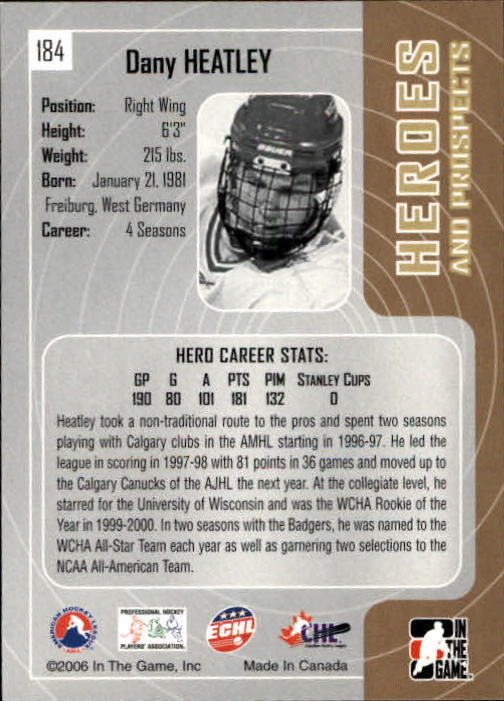 2005-06 ITG Heroes and Prospects #184 Dany Heatley back image