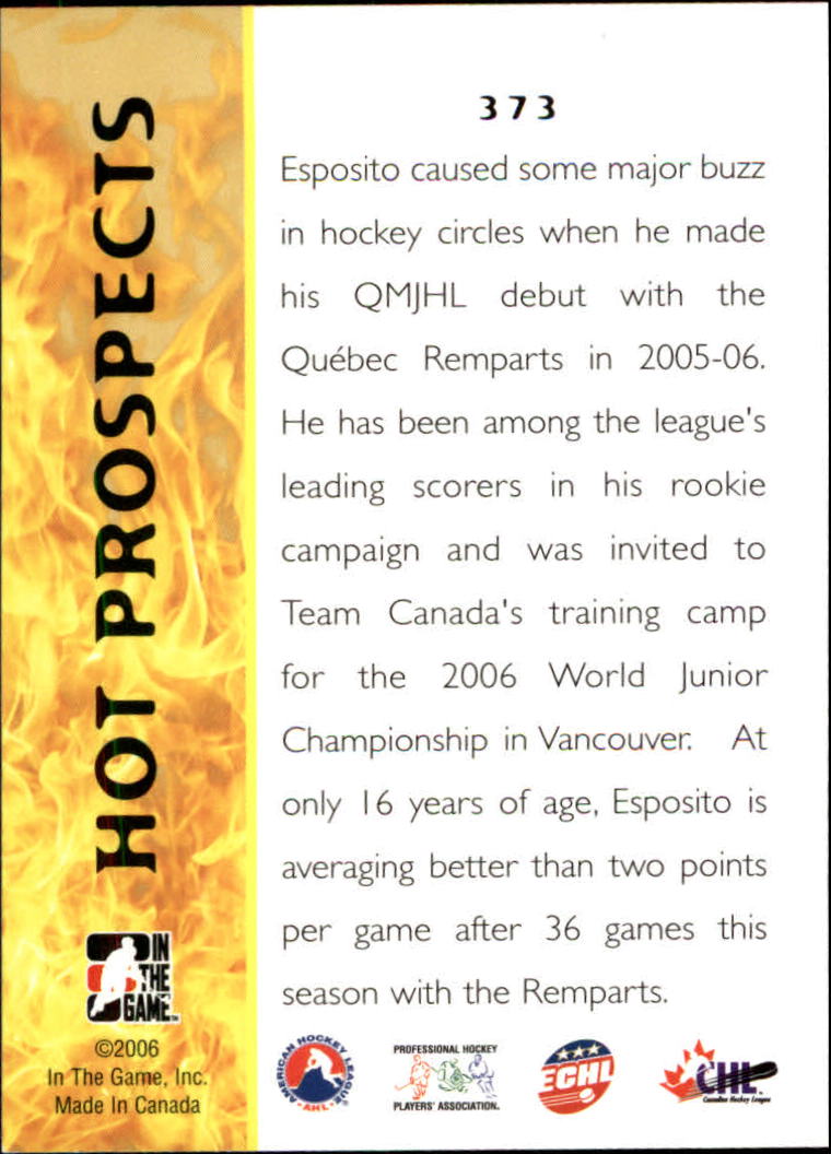 2005-06 ITG Heroes and Prospects #373 Angelo Esposito back image