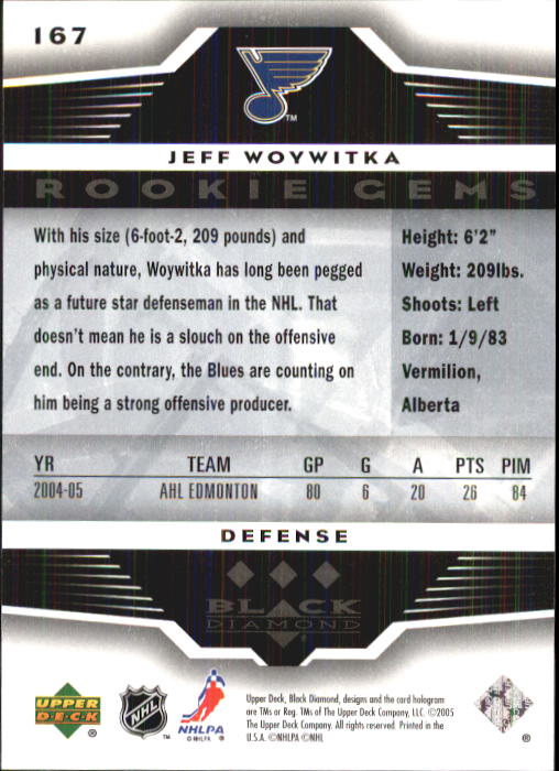 2005-06 Black Diamond #167 Jeff Woywitka RC back image