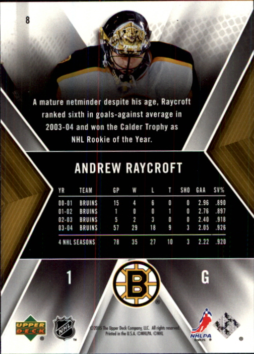 2005-06 SPx #8 Andrew Raycroft back image