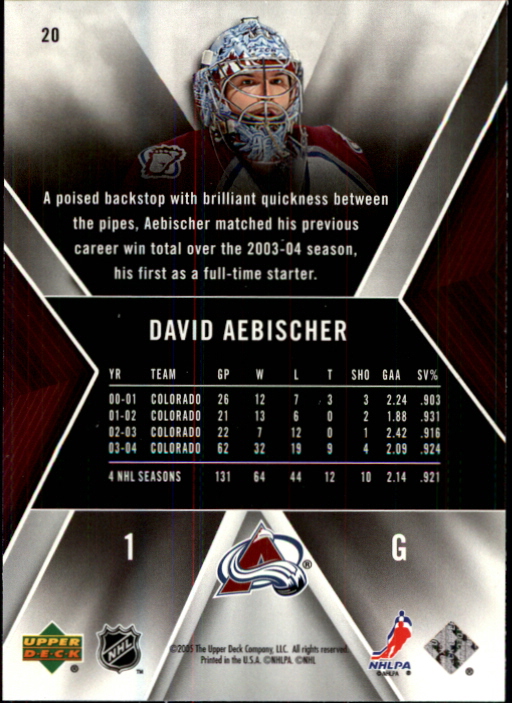 2005-06 SPx #20 David Aebischer back image