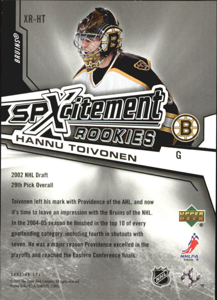 2005-06 SPx Xcitement Rookies #XRHT Hannu Toivonen back image
