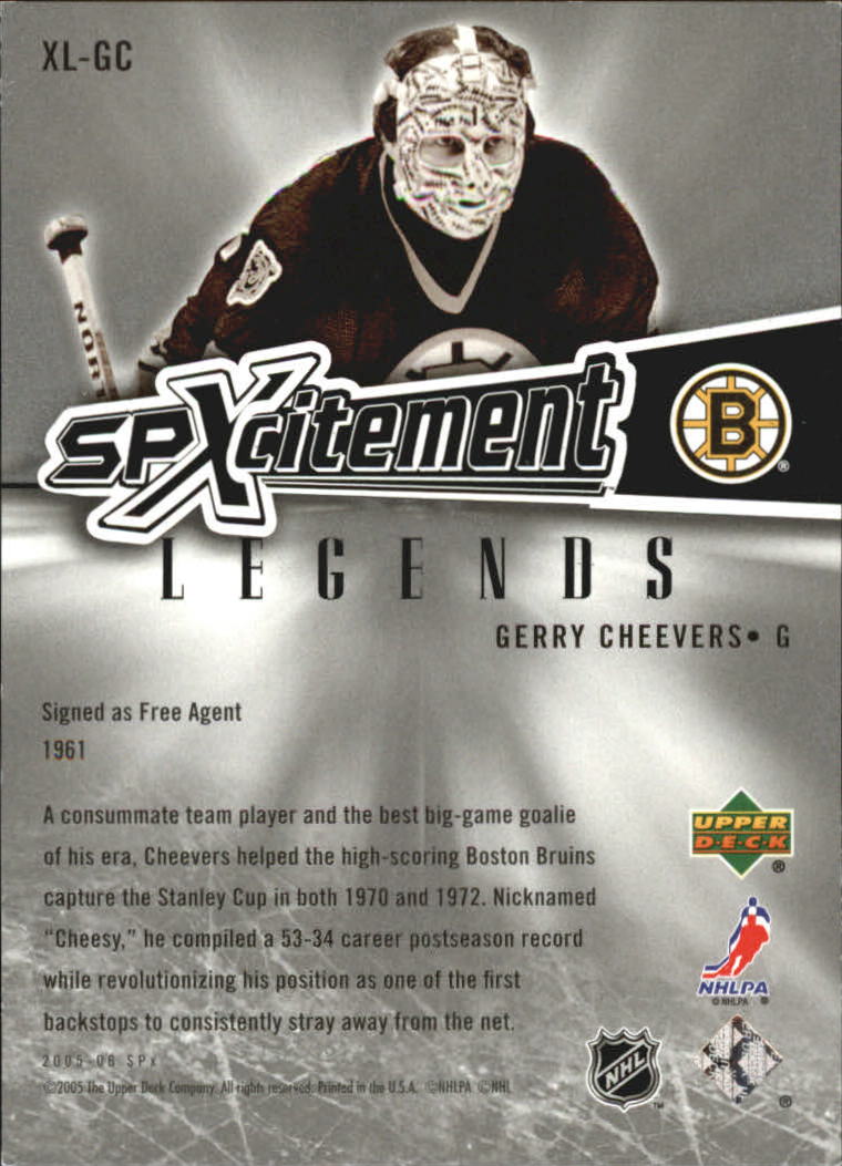 2005-06 SPx Xcitement Legends #XLGC Gerry Cheevers back image