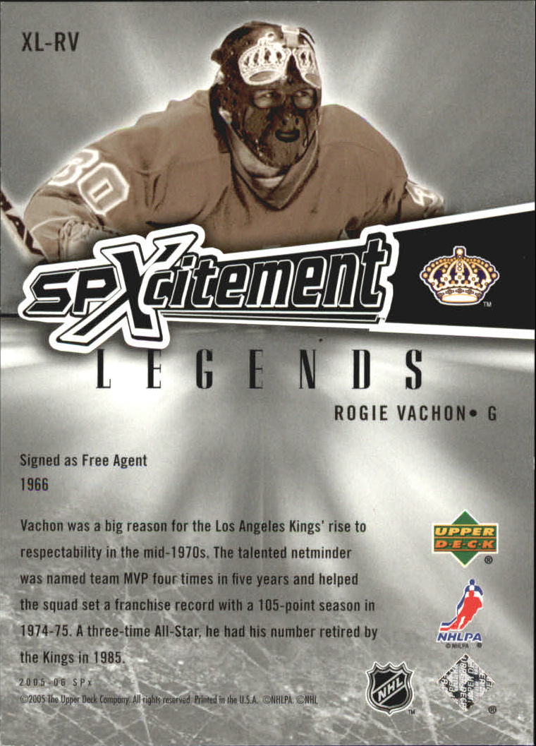 2005-06 SPx Xcitement Legends #XLRV Rogie Vachon back image