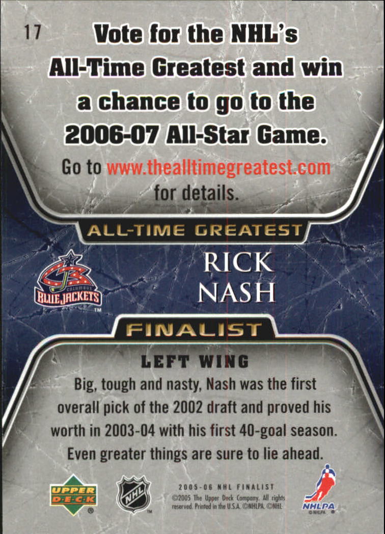 2005-06 Upper Deck All-Time Greatest #17 Rick Nash back image