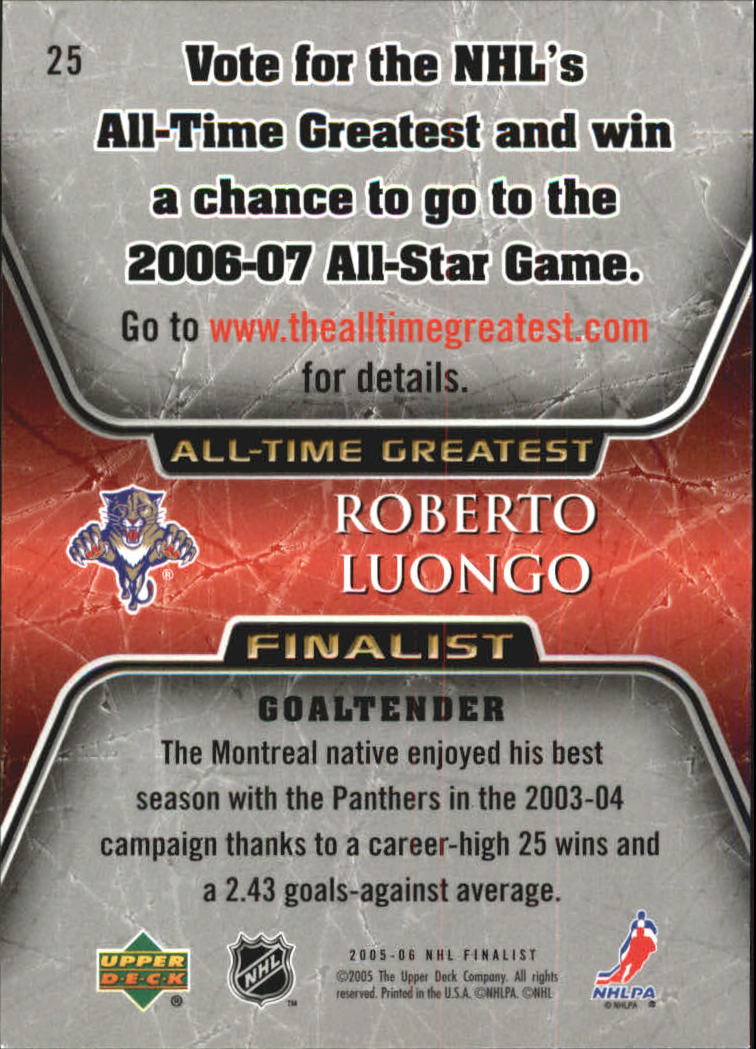 2005-06 Upper Deck All-Time Greatest #25 Roberto Luongo back image