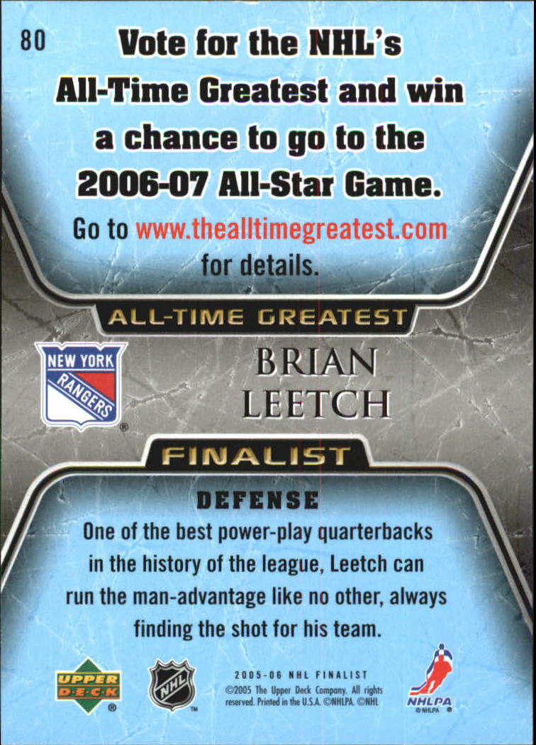 2005-06 Upper Deck All-Time Greatest #80 Brian Leetch back image