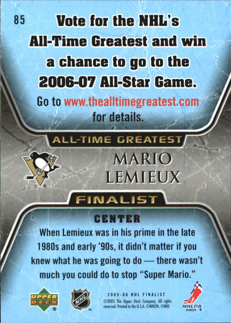 2005-06 Upper Deck All-Time Greatest #85 Mario Lemieux back image