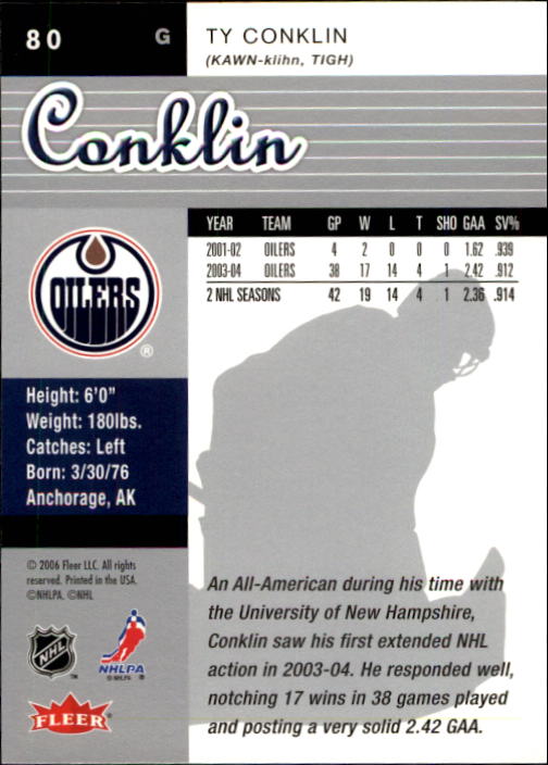 2005-06 Ultra #80 Ty Conklin back image