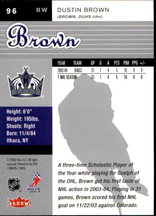 2005-06 Ultra #96 Dustin Brown back image