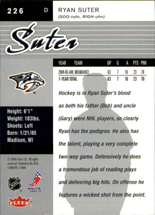 2005-06 Ultra #226 Ryan Suter RC back image