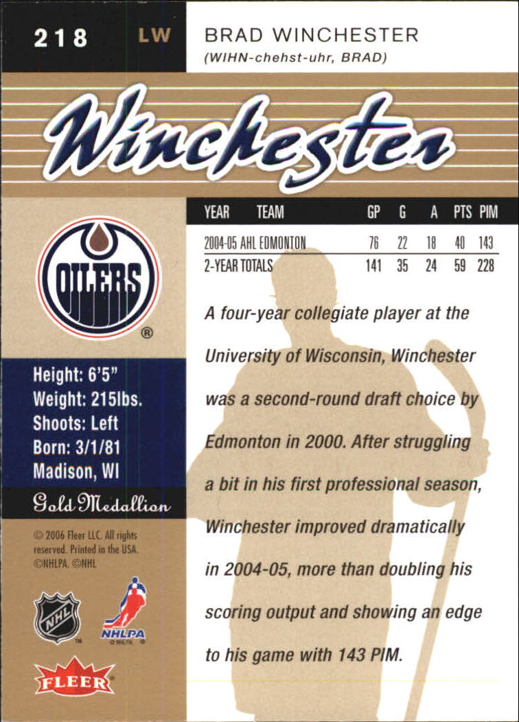 2005-06 Ultra Gold #218 Brad Winchester back image