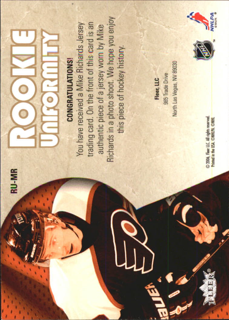 2005-06 Ultra Rookie Uniformity Jerseys #RUMR Mike Richards back image