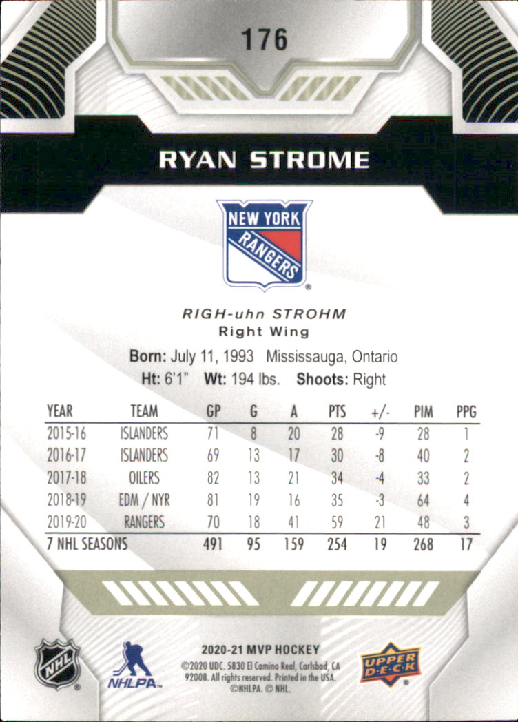 2020-21 Upper Deck MVP #176 Ryan Strome back image