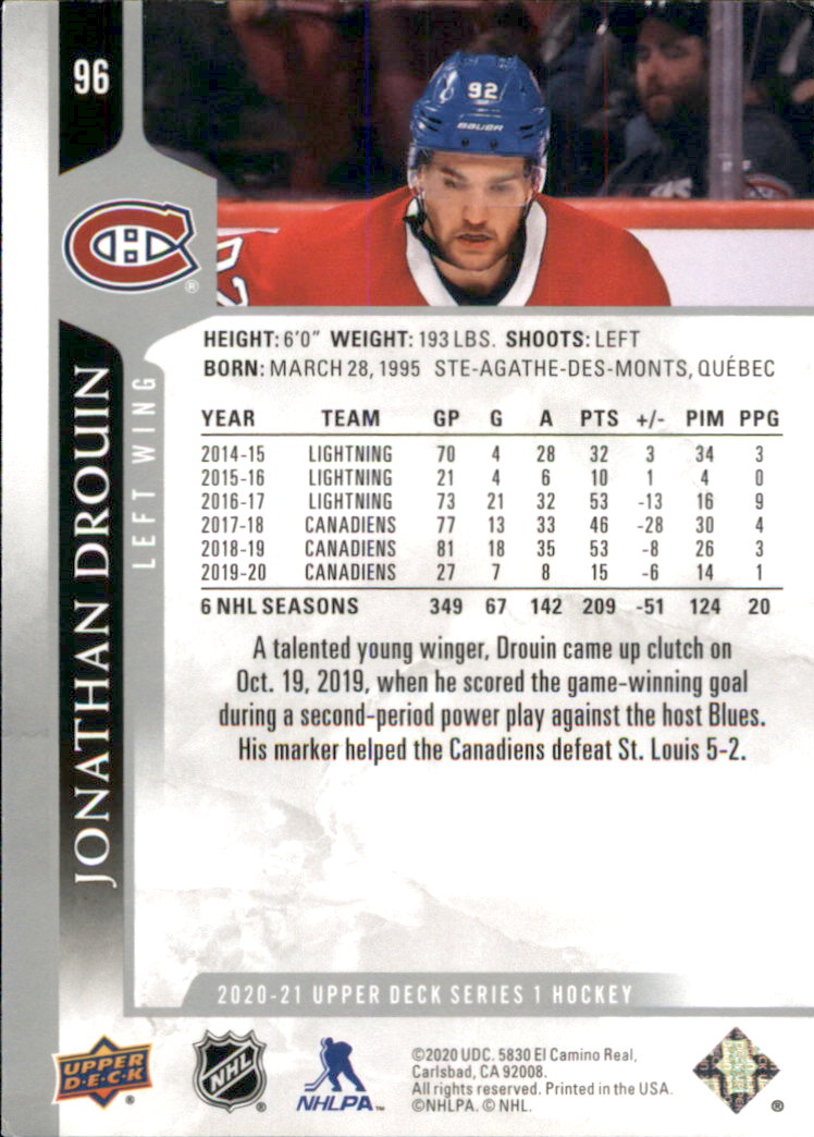 A7774- 2020-21 Upper Deck Hockey Karte #S 1-250 -du Pick- 15 + Gratis US Schiff - Bild 163 von 327
