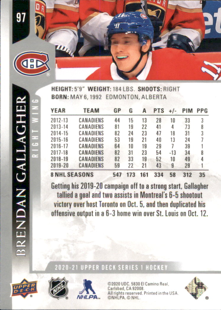 A7774- 2020-21 Upper Deck Hockey Karte #S 1-250 -du Pick- 15 + Gratis US Schiff - Bild 165 von 327