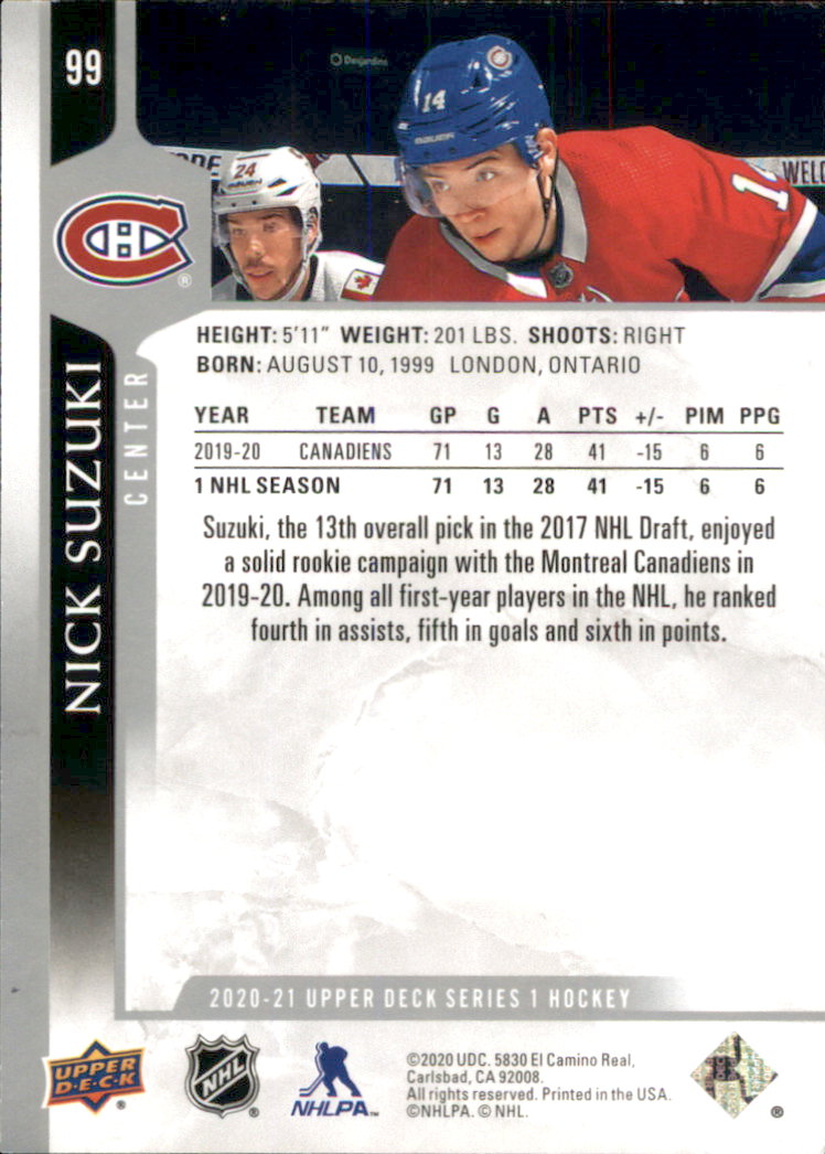 A7774- 2020-21 Upper Deck Hockey Karte #S 1-250 -du Pick- 15 + Gratis US Schiff - Bild 169 von 327