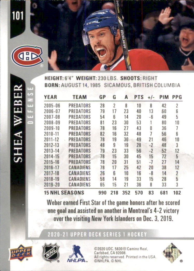 A7774- 2020-21 Upper Deck Hockey Karte #S 1-250 -du Pick- 15 + Gratis US Schiff - Bild 173 von 327