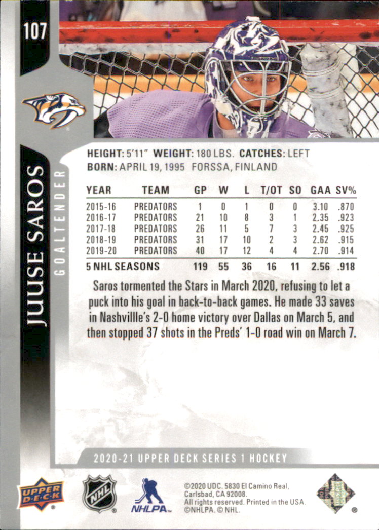 A7774- 2020-21 Upper Deck Hockey Karte #S 1-250 -du Pick- 15 + Gratis US Schiff - Bild 181 von 327