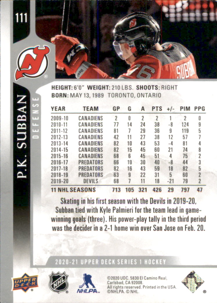 A7774- 2020-21 Upper Deck Hockey Karte #S 1-250 -du Pick- 15 + Gratis US Schiff - Bild 187 von 327