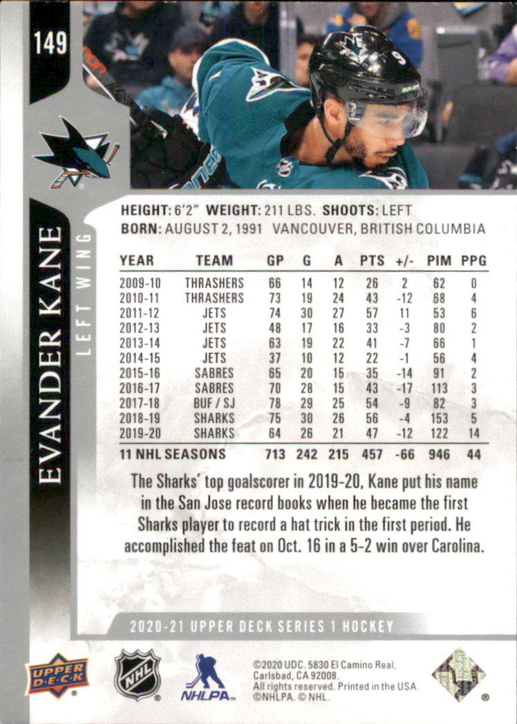 A7774- 2020-21 Upper Deck Hockey Karte #S 1-250 -du Pick- 15 + Gratis US Schiff - Bild 247 von 327