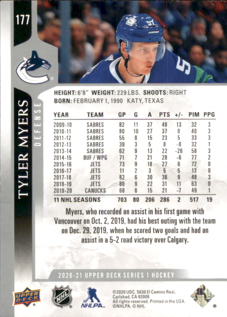 A7774- 2020-21 Upper Deck Hockey Karte #S 1-250 -du Pick- 15 + Gratis US Schiff - Bild 295 von 327