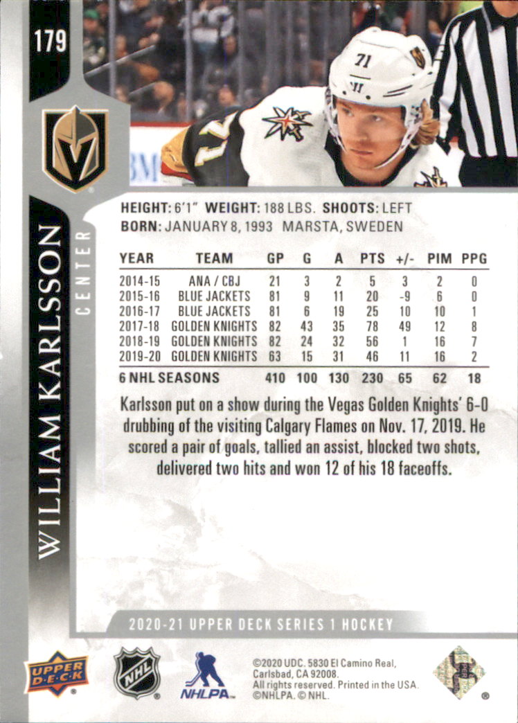 A7774- 2020-21 Upper Deck Hockey Karte #S 1-250 -du Pick- 15 + Gratis US Schiff - Bild 299 von 327