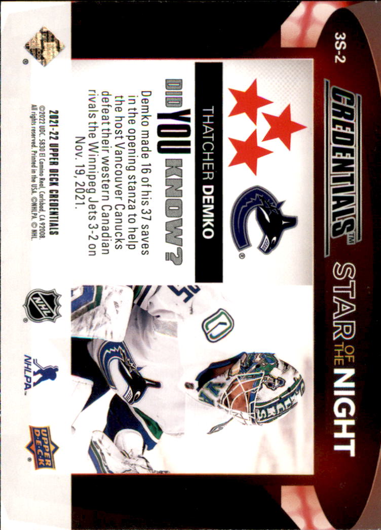 B5537- 2021-22 Upper Deck Credentials Hockey Cards -You Pick- 15+ FREE US SHIP