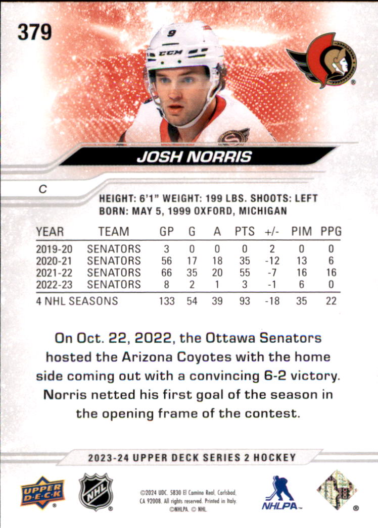 2023-24 Upper Deck Hockey Card Pick (Base) 336-593