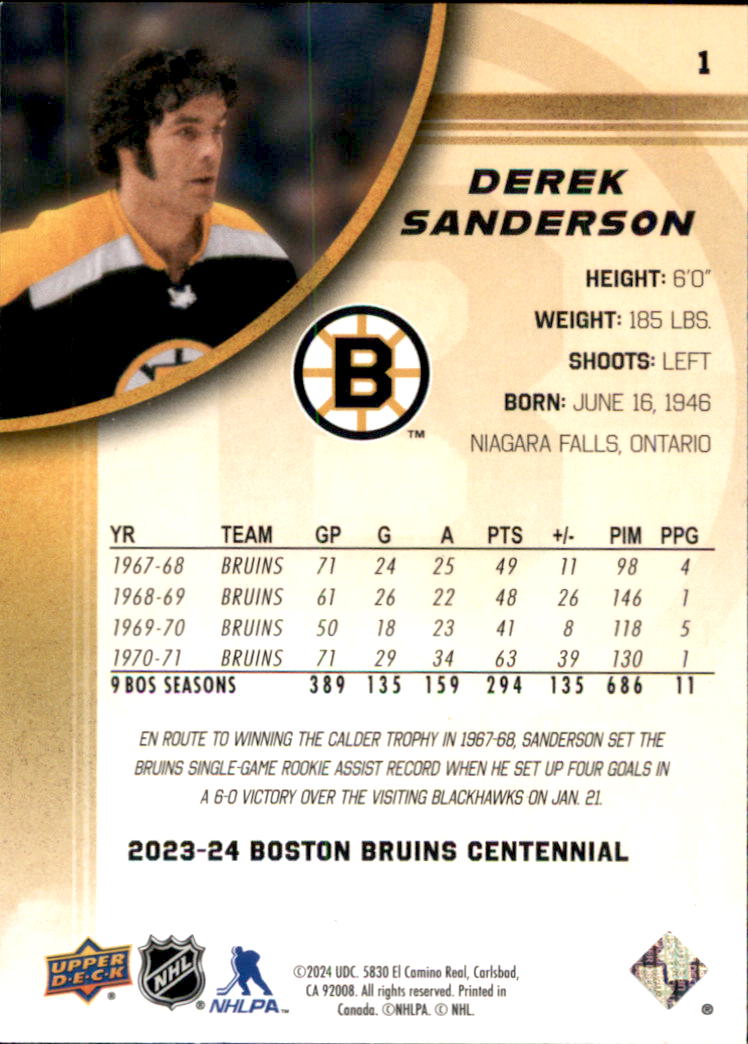 B5392- 2023-24 Upper Deck Bruins Centennial Hk Cards -You Pick- 15+ FREE US SHIP