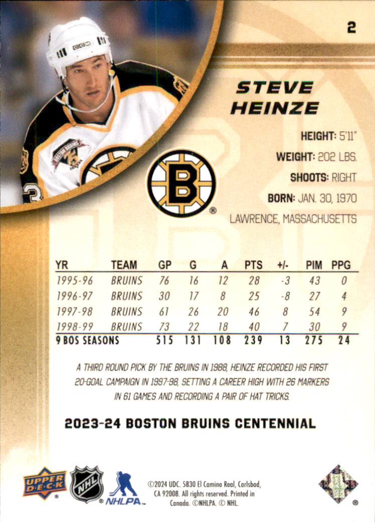 B5392- 2023-24 Upper Deck Bruins Centennial Hk Cards -You Pick- 15+ FREE US SHIP