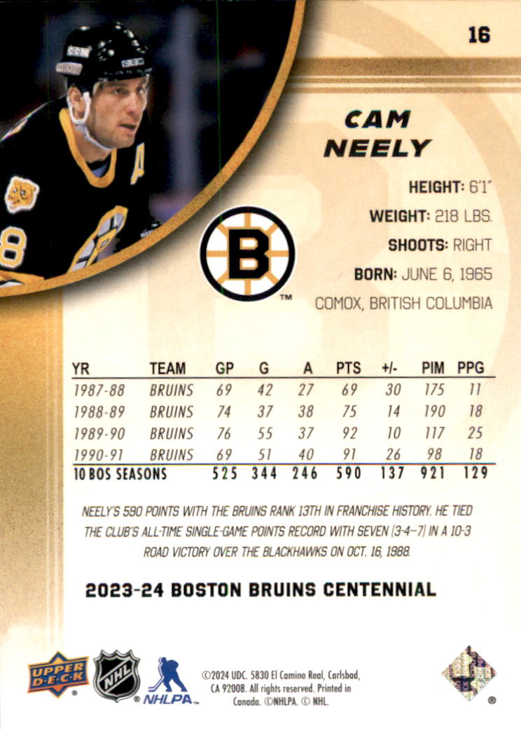 B5392- 2023-24 Upper Deck Bruins Centennial Hk Cards -You Pick- 15+ FREE US SHIP