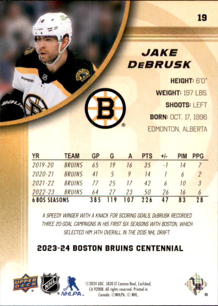 B5392- 2023-24 Upper Deck Bruins Centennial Hk Cards -You Pick- 15+ FREE US SHIP