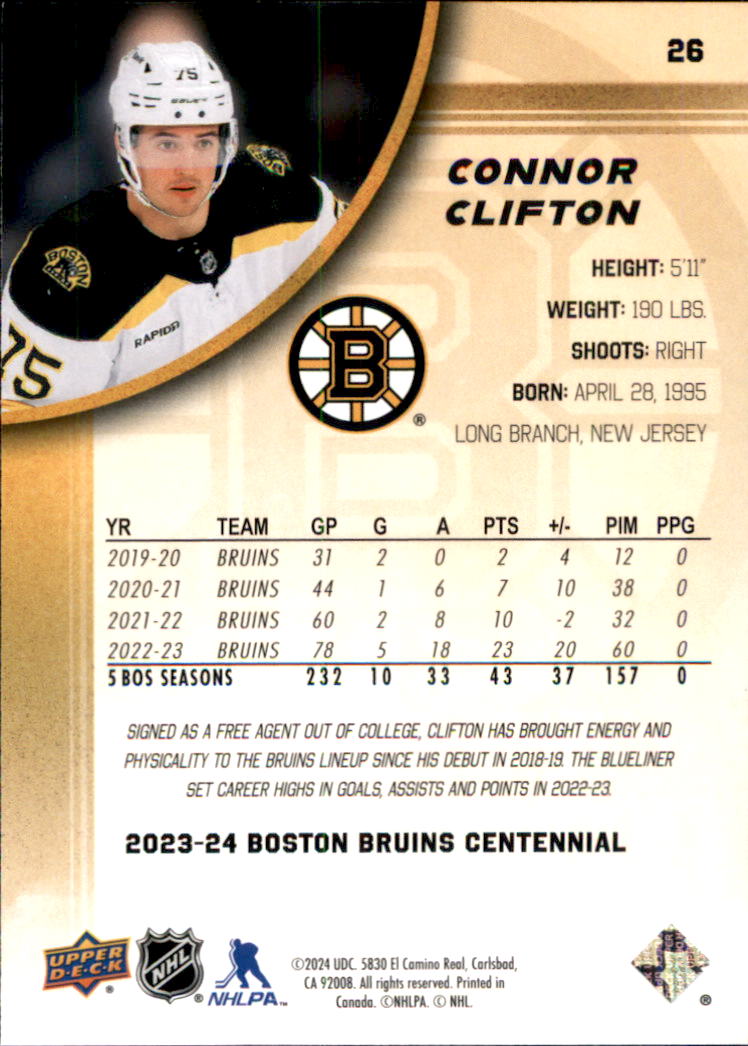 B5392- 2023-24 Upper Deck Bruins Centennial Hk Cards -You Pick- 15+ FREE US SHIP