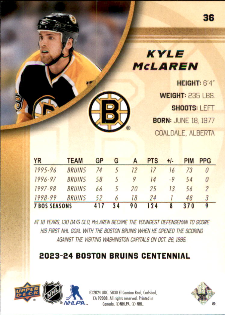 B5392- 2023-24 Upper Deck Bruins Centennial Hk Cards -You Pick- 15+ FREE US SHIP