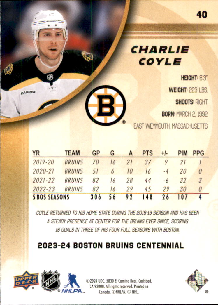 B5392- 2023-24 Upper Deck Bruins Centennial Hk Cards -You Pick- 15+ FREE US SHIP