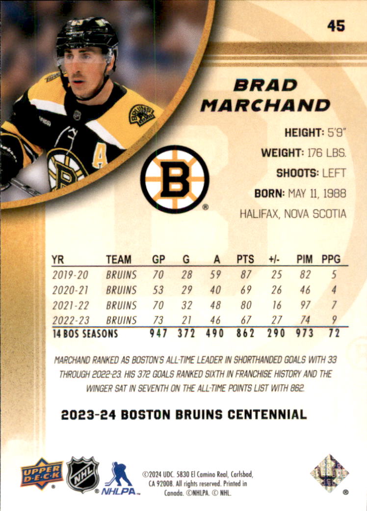 B5392- 2023-24 Upper Deck Bruins Centennial Hk Cards -You Pick- 15+ FREE US SHIP