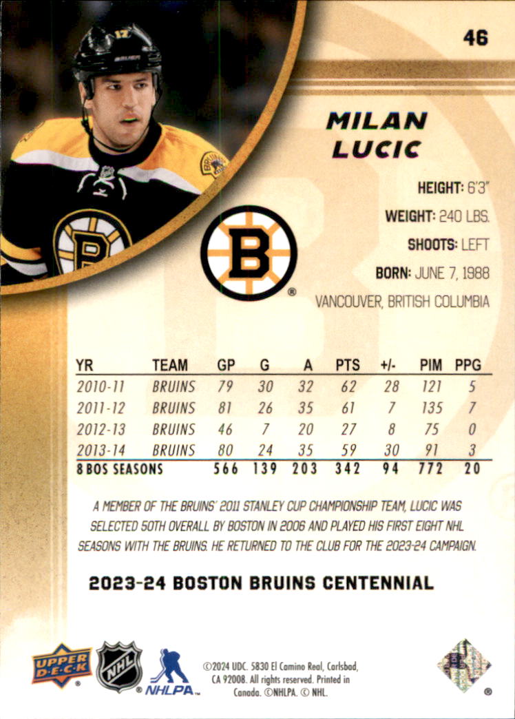 B5392- 2023-24 Upper Deck Bruins Centennial Hk Cards -You Pick- 15+ FREE US SHIP