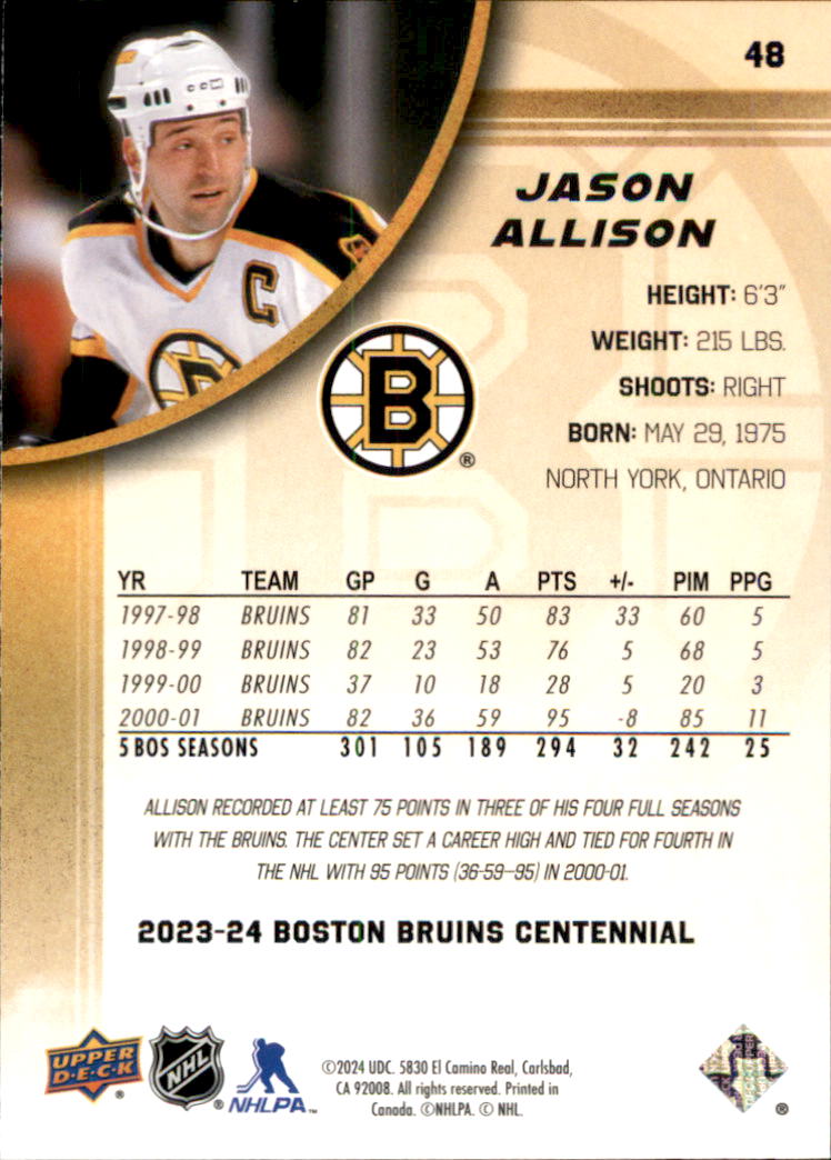 B5392- 2023-24 Upper Deck Bruins Centennial Hk Cards -You Pick- 15+ FREE US SHIP